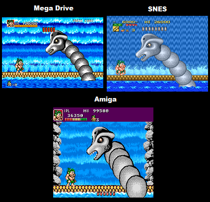 Joe And Mac Comparison Snes Vs Genesis Vs Amiga